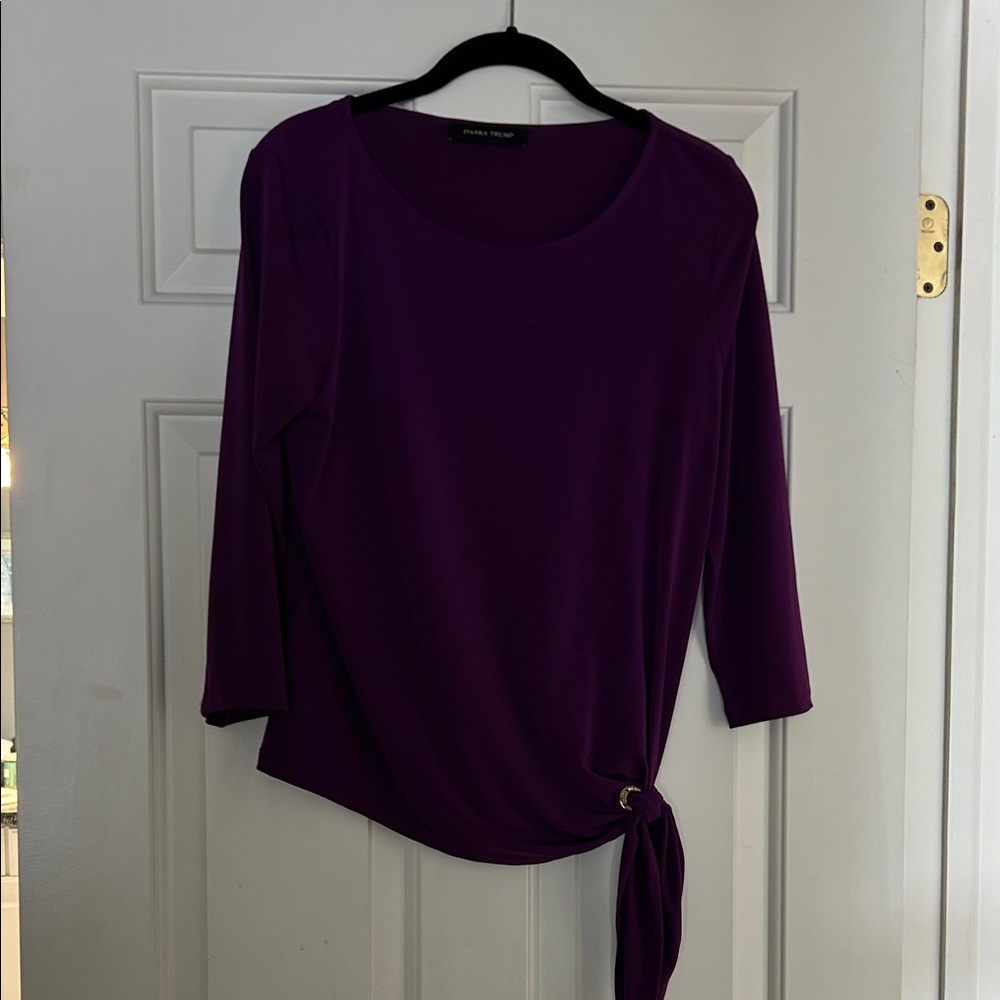 Ivanka Trump Deep Purple Blouse with Side Tie